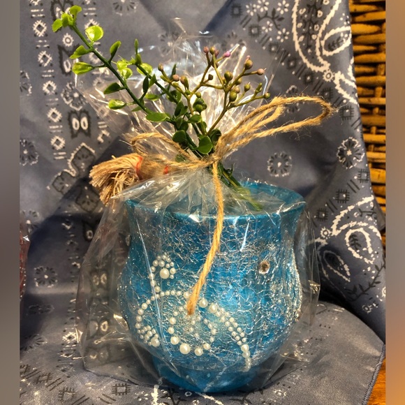 Blue & Pearl / Silver Tea Light Candle Holder BNWT - Hand Crafted - Picture 1 of 15